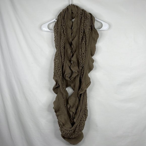 ACE Fashion Brown  Ruffled Infinity Scarf - Picture 1 of 2